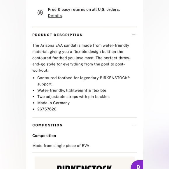 New NIB Birkenstock Arizona Eva sandals black 8-8.5 or 39 - Picture 7 of 7